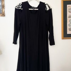 0X Forever 21 Plus Black Dress with criss cross cold shoulder